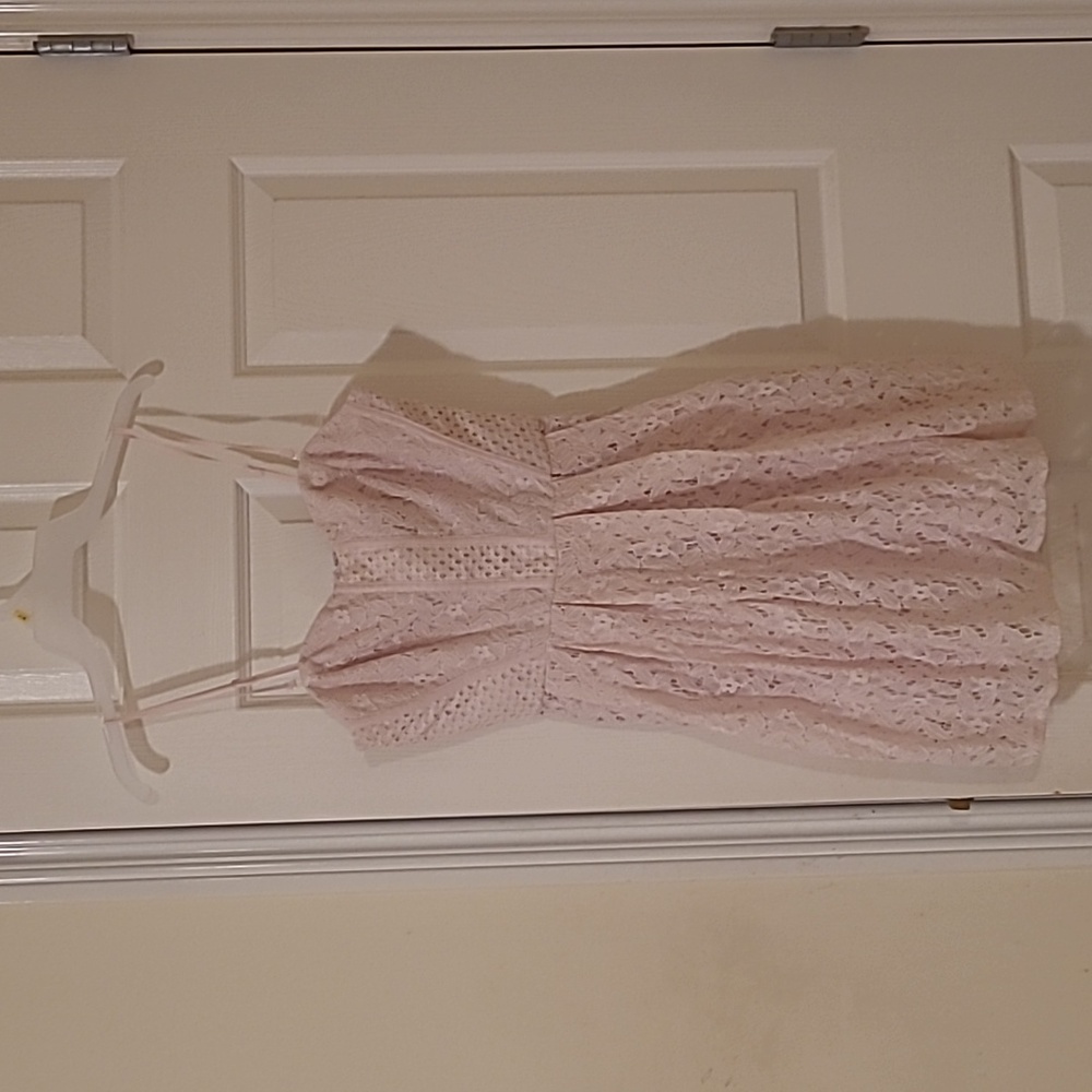 Blush pink lace dress in small